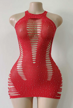 Load image into Gallery viewer, Rhinestone Slash Dress-Red Only