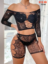 Load image into Gallery viewer, Rhinestone Covered Short Set