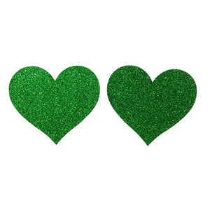 Glitter Heart Pasties Green or Gold