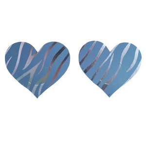 Silver Holographic Tiger Stripe Pasties 2 Color, Hearts, Stars and Crosses