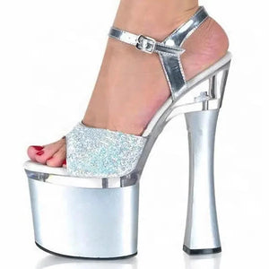 Glitter 7" Chunky Heel Platform Size 5 Only  SALE!! REGULAR $69.99
