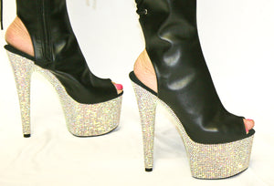 Bejeweled Matte Black Ankle Boot with Rhinestones 4388