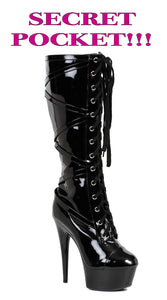SALE!!!   SIZE 8 ONLY!!!  609-Pocky 6" Lace Up Platform Boot With Inner Pocket SAVE $25