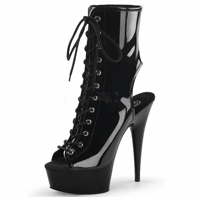 Pleaser Delight-1016 Peep Toe Lace Up Platform Ankle Boot 6