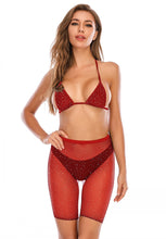 Load image into Gallery viewer, Crystal Rhinestone Fishnet Top and Shorts Set