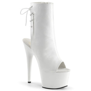 Pleaser Adore-1018 Open Toe Platform Ankle Boot 7" Heel White Veggie Leather